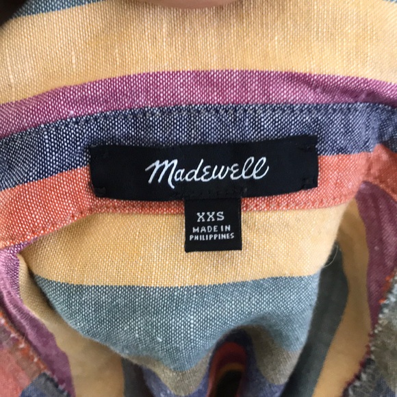 NWOT // MADEWELL Tie Front Shirt in rainbow stripe - Picture 3 of 4
